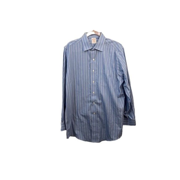 Brooks Brothers Non Iron Striped Dress Shirt Cotton Poplin Polo Size 16/33 - Picture 1 of 10